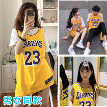 Lakers James Jersey girls 23 fake two-piece set short sleeve basketball men loose couple bf Wind class suit customization