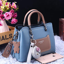 Korea first layer cowhide womens bag fashion leather handbag Commuter simple shoulder crossbody bag Womens big bag summer