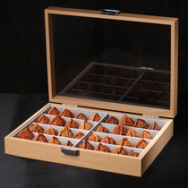 Glass cover Rosewood pattern collection box Wenwen walnut display dustproof counter display rack Bead hand string storage box