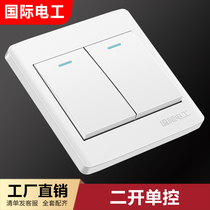 Two open single control two single double two open 2 light concealed 86-type switch socket panel household walls White