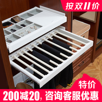 Pretty daughter-in-law matte white pants rack telescopic wardrobe pull basket drawer box storage rattan basket cabinet pants rack