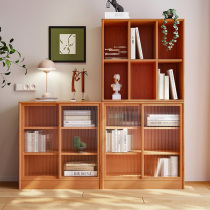 Japan-style Solid Wood Plaid Cabinet Free Combination Ground Short Bookcase Living-room Lockers Ground Cabinet Nordic Bookcase Display Cabinet