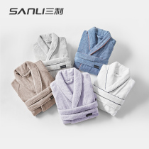 Sanli five-star hotel mens and womens autumn and winter thick bathrobes Pure cotton bath towels Towel material couples adult yukata nightgown