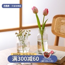 Kajima House Japanese small vase transparent ornaments living room flower arrangement water breeding mini desktop dwarf flower ins Wind