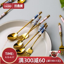 Kajima House Coffee Spoon Stainless Steel Small Spoon Exquisite ins Wind Mixing Spoon Short Handle High-end Cake Spoon Dessert Spoon