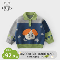 Rabbi Tree Boy Clothing Boy Turned Sweater 2022 Spring Dress New Baby Foreign Air Blouse Childrens Woolen Sweater