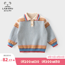 Rabbi tree childrens clothing boys lapel sweater 2021 spring and autumn new cotton tops baby clothes childrens knitwear