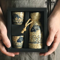 Japanese creative high-end sake wine gift gift box underglaze ceramic white wine glass toast toast set Japan
