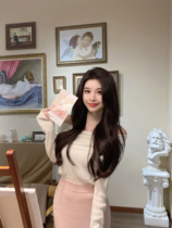 CHU Little first sweet and beautiful dew shoulder lined with knitted blouse pure desire temperament white knit jersey woman