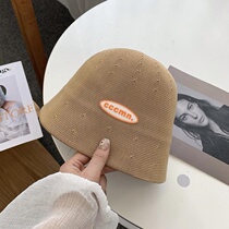 Fisherman hat womens early spring ins tide fashion Korean version wild blue shade sunscreen thin knitted bucket hat summer