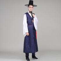 New hot silver Korean traditional mens hanbok court marriage Korean National table performance stage costume