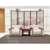Office Sofa Guest Area VIP Business Talks Lounge Reception Room Meeting Cloth Art Single Place Tea Table Combination