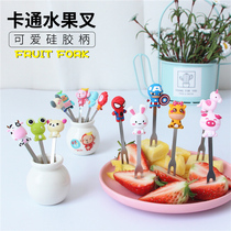 Cartoon fruit fork set cute mini bento sign kids Children fruit fork creative stainless steel fork