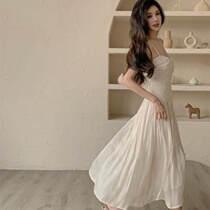First love high-grade sling streamer sweet dress twilight gauze French retro sexy dress summer