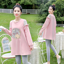 Pregnant womens autumn clothing Clothing Fashion style dress Dress Tide Early Fall Net Red Gestation Women Dress Suit Spring And Autumn with long sleeve blouses