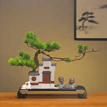 Zen micro landscape small house welcome pine plant decorations desktop simulation green plant potted fake flower hotel furnishings