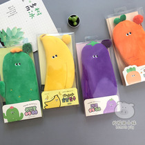 Korean creative cartoon fruit vegetable plush pencil bag student cute large capacity stationery cosmetics storage bag
