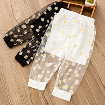 Anti-mosquito pants girls 3 years old 1 small children summer thin summer Daisy pants children wear baby polo pants