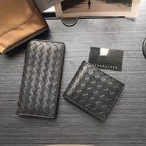 BV DIVANI mens wallet woven long cover flip style money bag genuine leather advanced temperament short money clip card bag