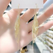Dragonflies Dot water leaves Stream Soar line Girl 2021 New wave South Korean temperament personality Long Sensation Earrings