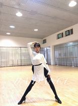 JIA DANCE Latin dance new dress female modal long-sleeved bat sleeve split waist rope R41
