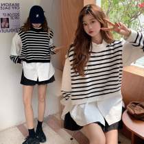 Pregnant women autumn suit Fashion Net red out sweater winter clothing 2021 New Korean version of small man autumn and winter two sets