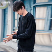 British Jue Lun pure cotton sweater mens 2021 spring new mens coat trend loose round neck contrast color tide brand top