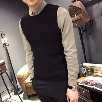 Autumn and winter sweater vest men Korean slim sleeveless knitwear trend youth casual Joker vest base shirt