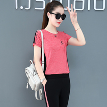 Summer 361 Great code ice silk T-shirt tracksuit women Jordan Noor short sleeve long pants outdoor leisure Two sets cotton