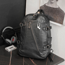 Mens backpack 2021 New Korean leather College student bag computer bag Leisure Travel large capacity backpack