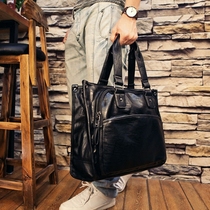 Mens Hand bag horizontal briefcase shoulder shoulder bag business leisure handbag business computer file bag tide