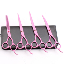 Customize 7-inch pet scissors pink straight cut with thin tooth cut and cut and cut Teddy teddy pooch Hair Beauty Suit