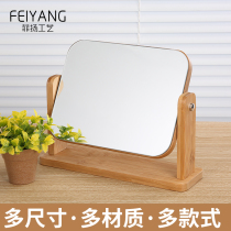Desktop ins double-sided enlarged Net red makeup mirror European mirror simple solid wood vanity mirror HD beauty salon