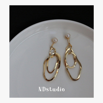 ND no ear hole must enter the design sense earrings temperament geometric face thin cold retro harbor wind mosquito coil ear clip