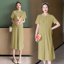 Pregnant summer dress new fashion net red temperament long dress Pregnant summer split summer skirt thin section