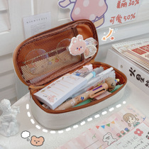 Pen bag ins Japanese cute bear stationery bag 2021 new canvas stationery box junior high school student pencil box