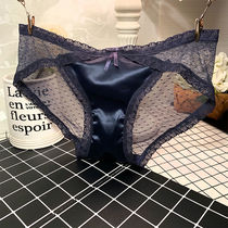 Lace panties womens ice silk high-end sexy ultra-thin transparent spring and summer girls low waist pure cotton briefs head