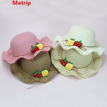 Strawberry girl sun hat summer weed hat baby hat shade neck fisherman hat