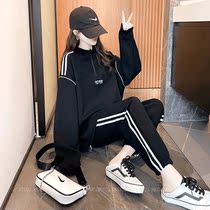 Pregnant women autumn suit fashion clothes tide mother sportswear coat spring and autumn Net red thin foreign style two-piece set