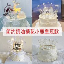 Simulation cake model 2023 net red cartoon deer crown simple birthday fake cake window display sample