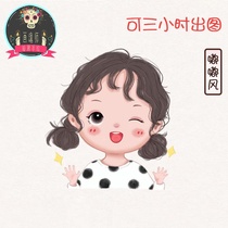 Q version hand-painted head portrait custom doodle wind cartoon design couple portrait cartoon character real-life photo turn hand-painted