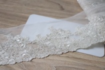 Japan imported champagne soft mesh silk embroidery one-sided lace lace lace about 12 8cm wide