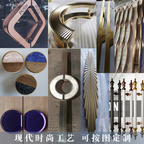 Modern European style large handle glass large door pull handle push-pull to steel double open personality creative wooden door white custom