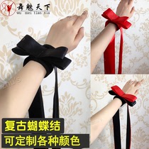 Order a modern dance bow elegant ribbon bracelet national standard dance gloves performance costume wrist ribbon drift sleeve