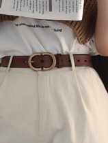 Brown belt vintage belt women ins Wind Joker with jeans belt decoration Korean men summer