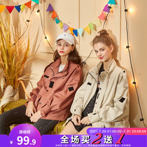 Tang lion short jacket womens spring and autumn 2020 new net red jacket spring 28 months tooling short jacket Korean version