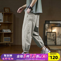 Tang Lion 2023 new tide casual pants men with simple skinny straight pants loose pants