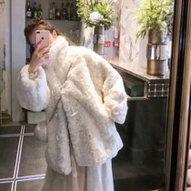 2021 new autumn and winter thick imitation rabbit hair plush furry fur coat long Korean lamb coat women