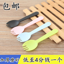 Color frosted individual packaging disposable spoon Cake spoon fork Dessert spoon Ice cream spoon 500