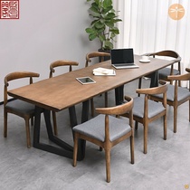loft meeting table long table bench solid wood tea table office table office for guests to negotiate table and chairs combination